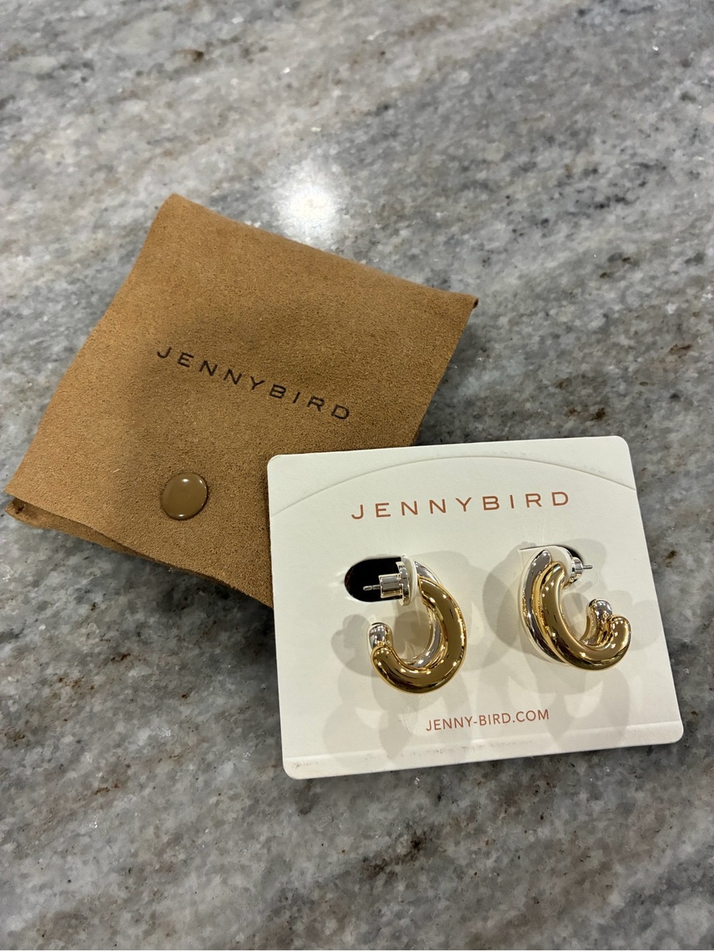 Jenny Bird Polished Gold and Silver Curved Hoop Earrings